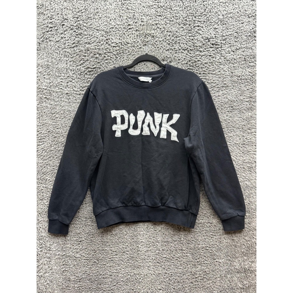 Eleven Paris Blunky Punk Embroidered‎ Fleece Sweatshirt Black Womens Size M